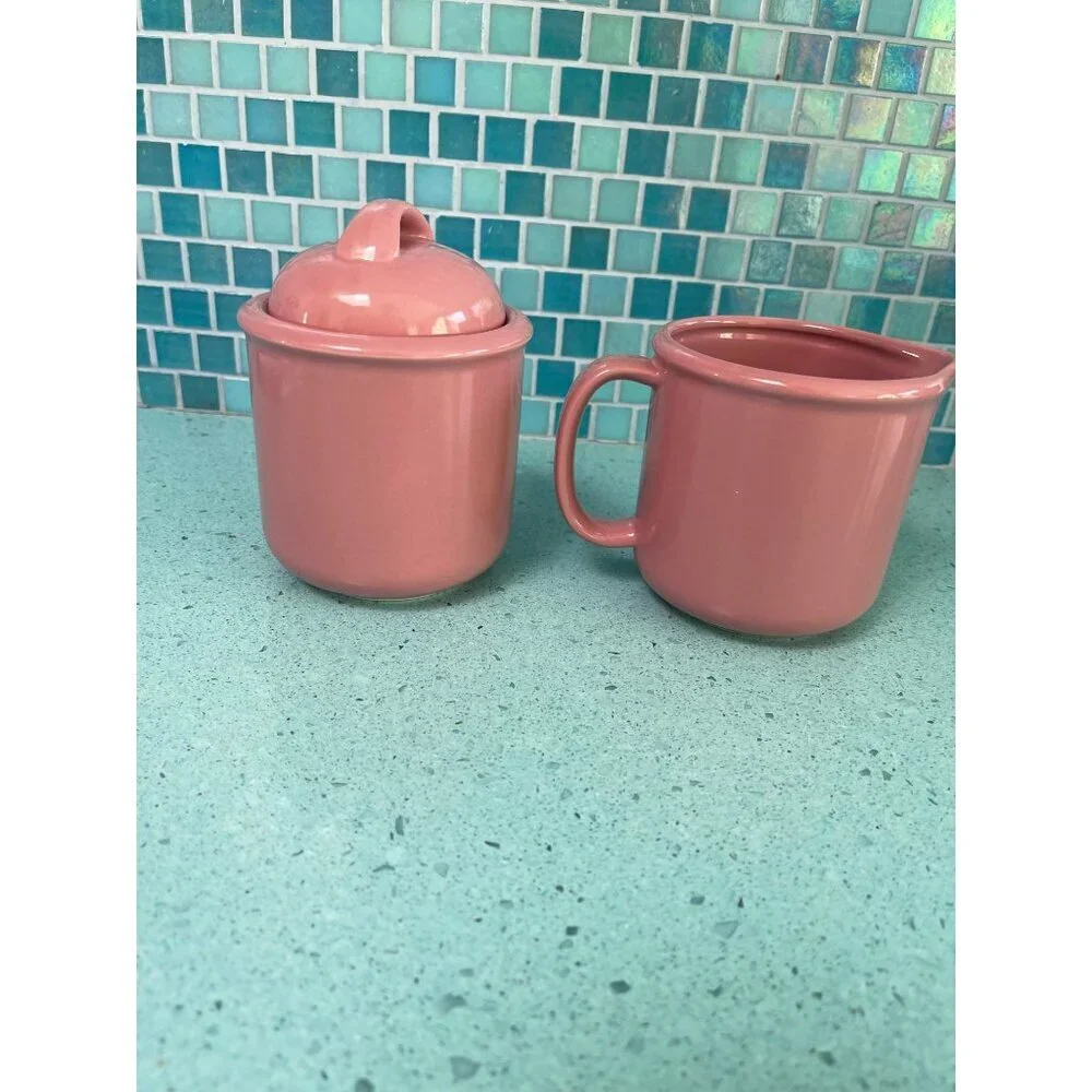 Baker Hart Stuart Vintage Cream Sugar Set Pink Collectible Japan